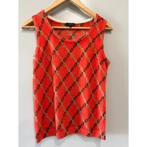 Talbots Pure merino wool argyle sweater vest Orange Blue Boho Y2k Sz-M